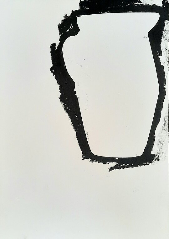 Abb. Titel: Peter Riek, „Milch ist nicht böse“, 2023, Ölpastell auf Papier, 40 x 30 cm
