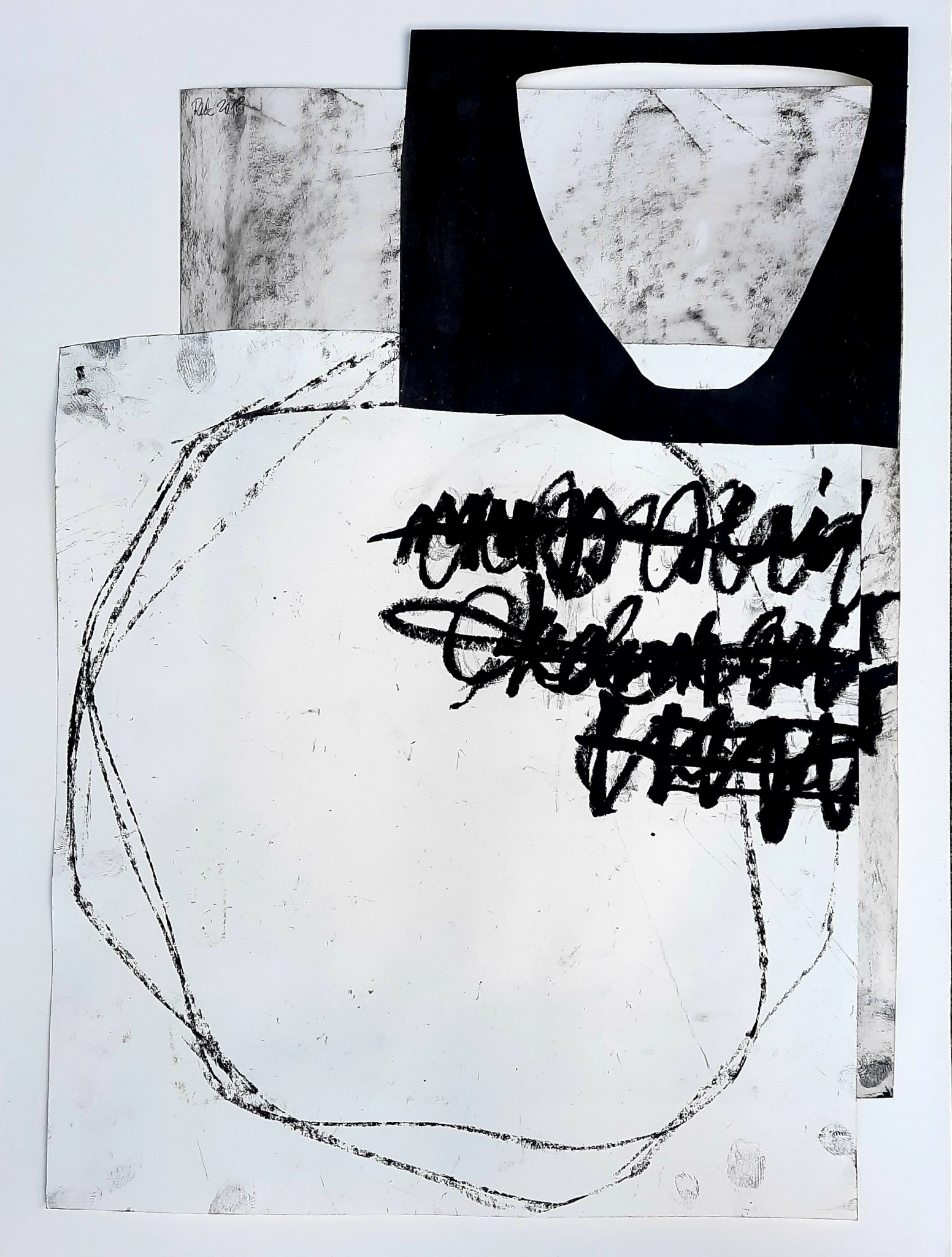 Abb. Peter Riek, across time, 1992/2019, Ölpastell auf Papier, 80 x 60 cm